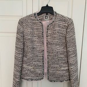 NWT•Anne Klein•Blush Gray Multi Boucle Tweed Blazer-Size 12